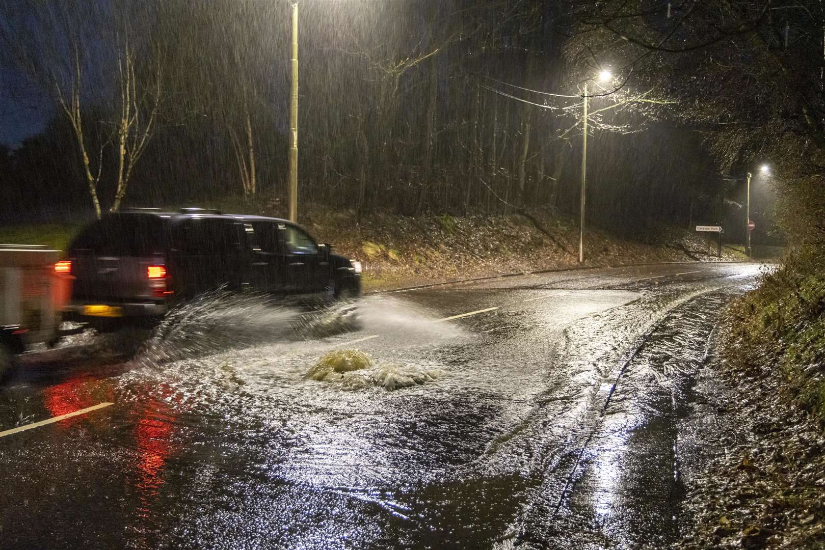 Difficult driving conditions in Abington, South Lanarkshire (Robert Perry/PA)
