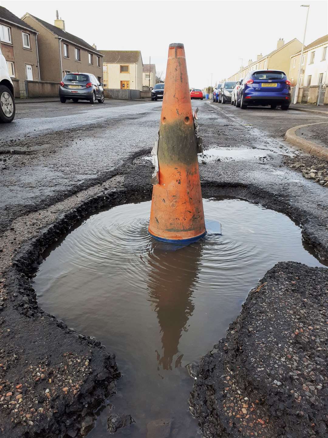 A pothole in Glamis Road, Wick, pictured last weekend.