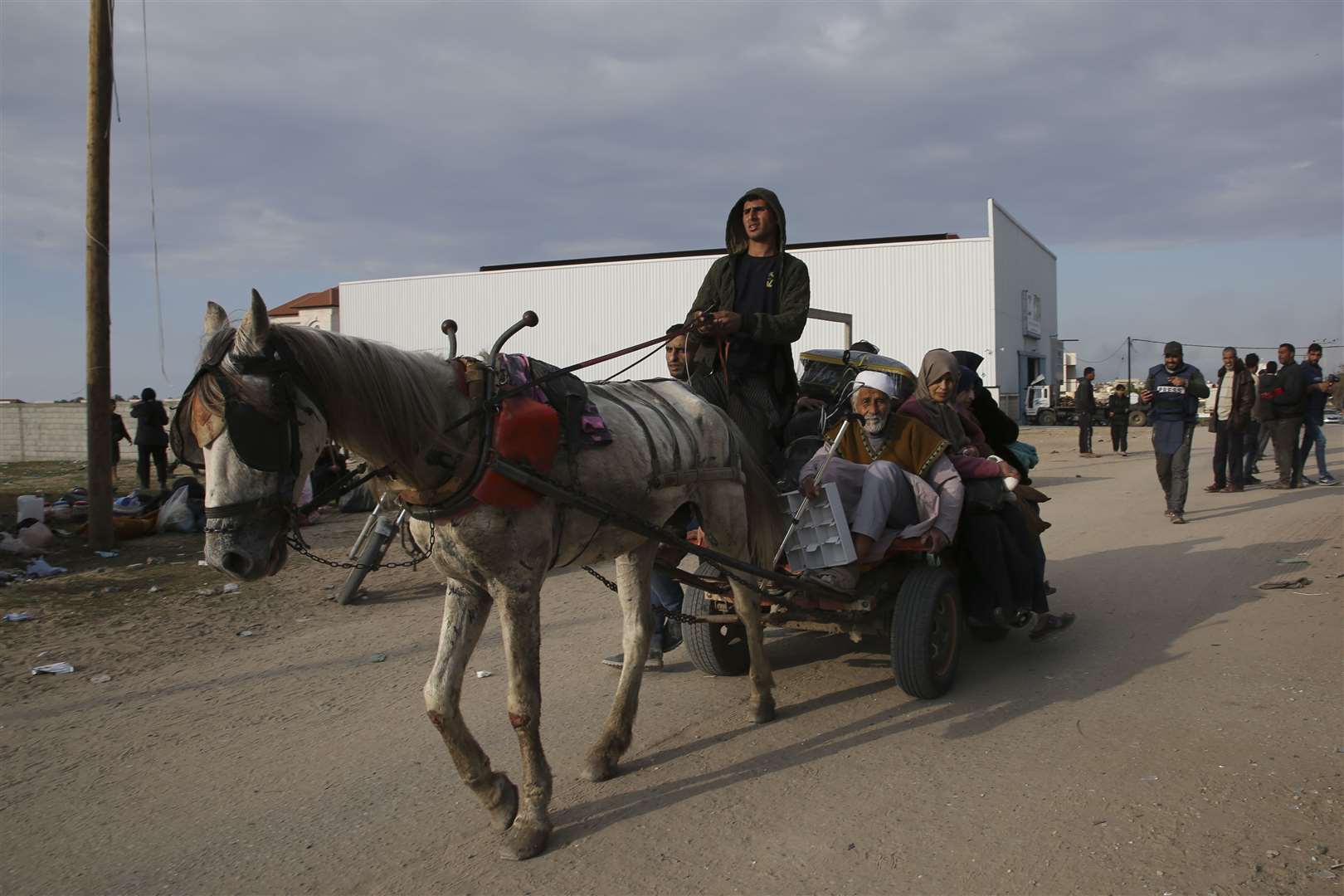 Palestinians fleeing the Israeli offensive on Khan Younis arrive in Rafah (Hatem Ali/PA)