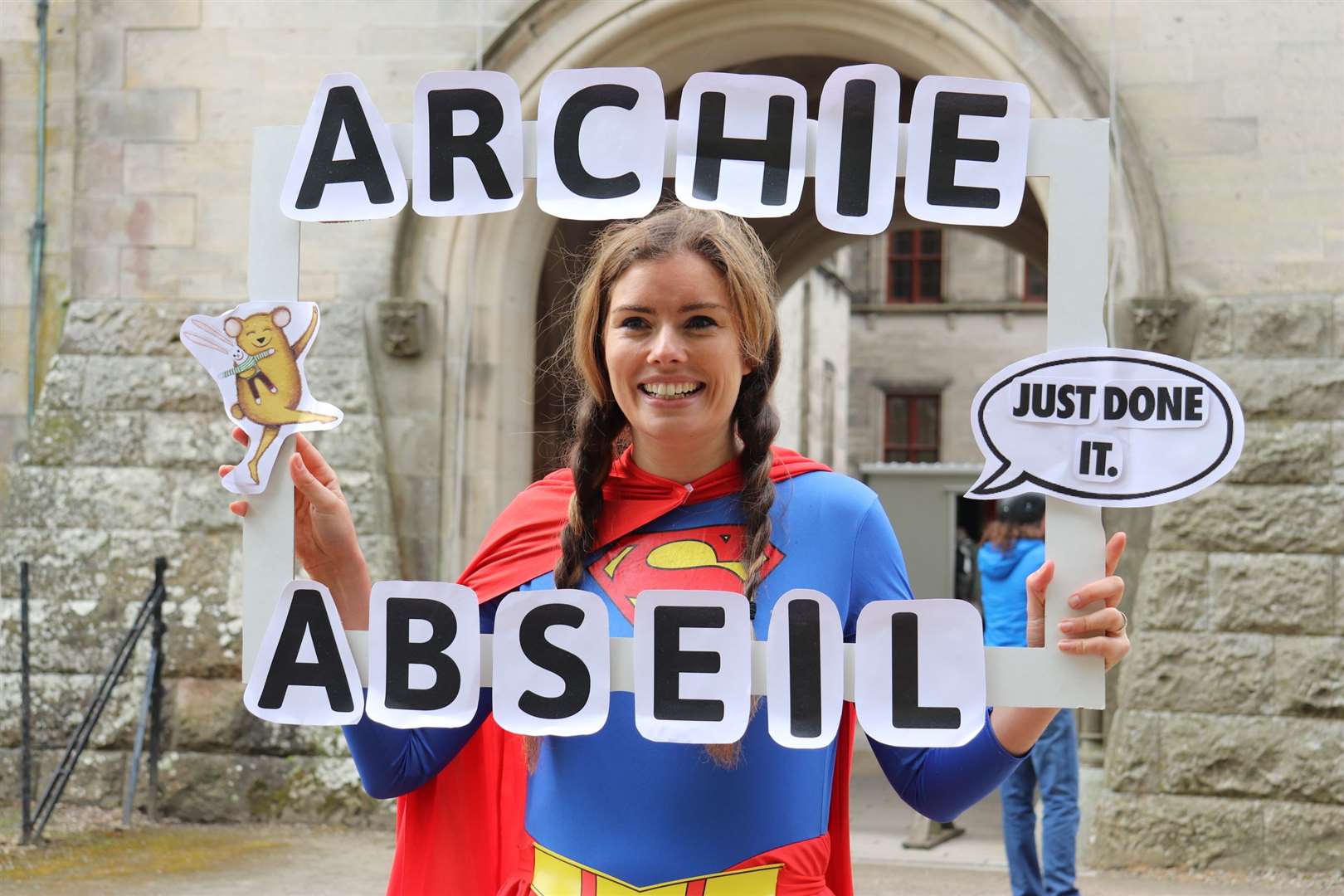 Thurso mum Susan Andrew abseiled down Dunrobin Castle to raise money for Archie. Picture: April Sutherland