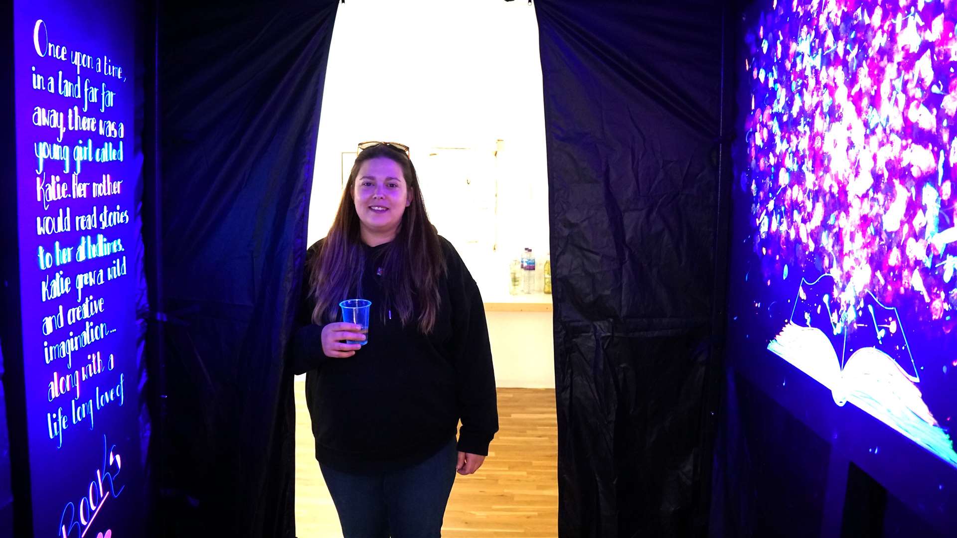 Artist Katie Squires at the entrance to her solo show in Thurso. Picture: DGS