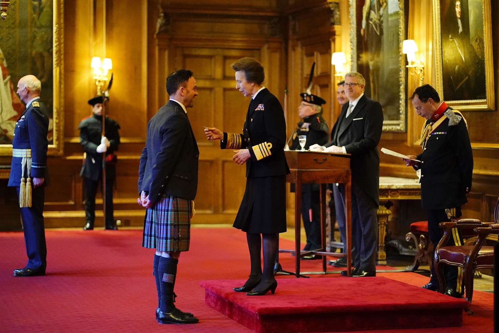 David Murdoch, head coach, British curling team, from Stirling, is made a MBE by the Princess Royal at the Palace of Holyroodhouse, Edinburgh, for services to curling (Jane Barlow/PA)