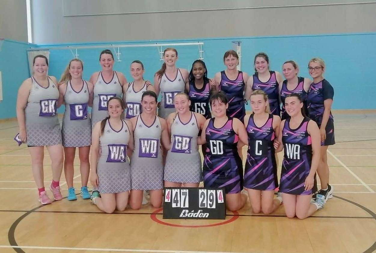 Thurso Netball Club (right) with Inverness Sapphires, who won the match 29-47.