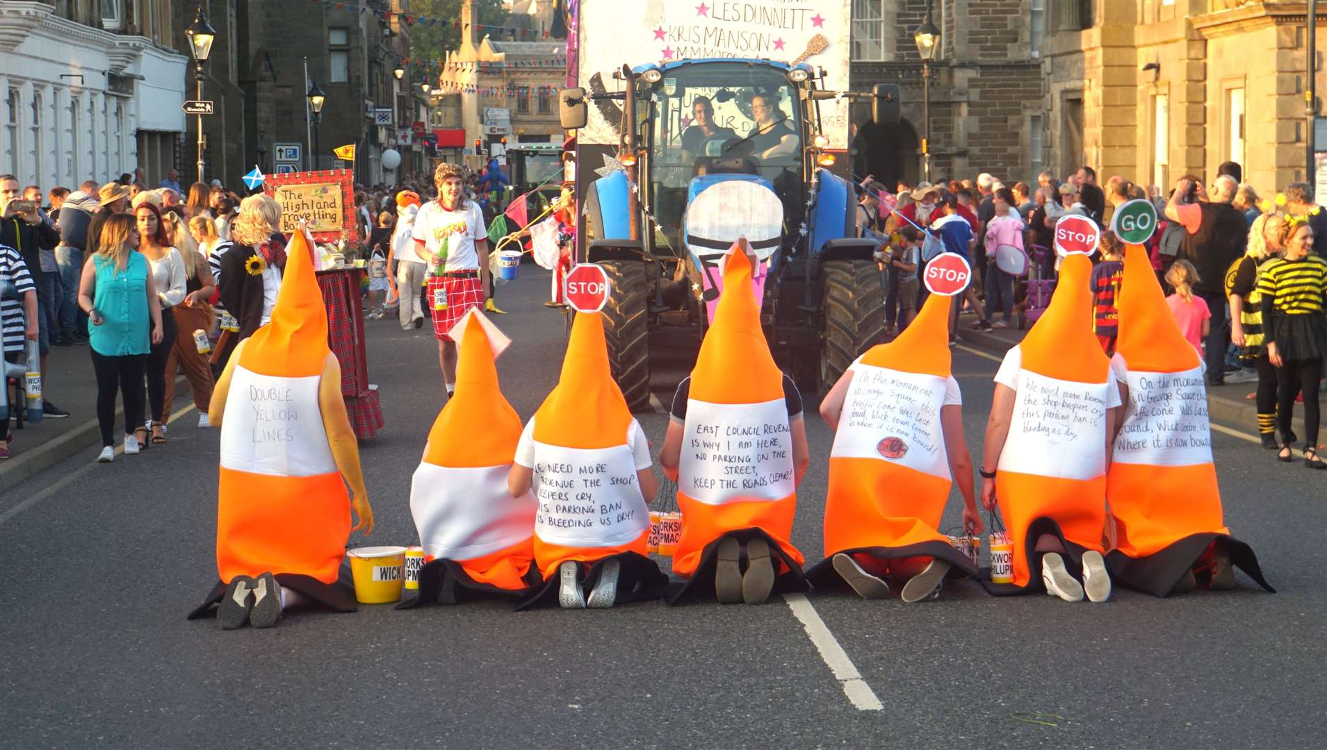 Human cones stopping the traffic on Bridge Street on gala night three years ago. Picture: DGS