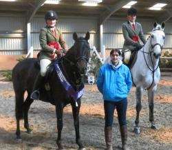 Emma Coghill (left), on Analong, the working hunter horse champion and Zoe Harris on Lotus, reserve champion. With them is Ashley Anderson from the Home Bakery, Wick, sponsors of the working hunter classes.