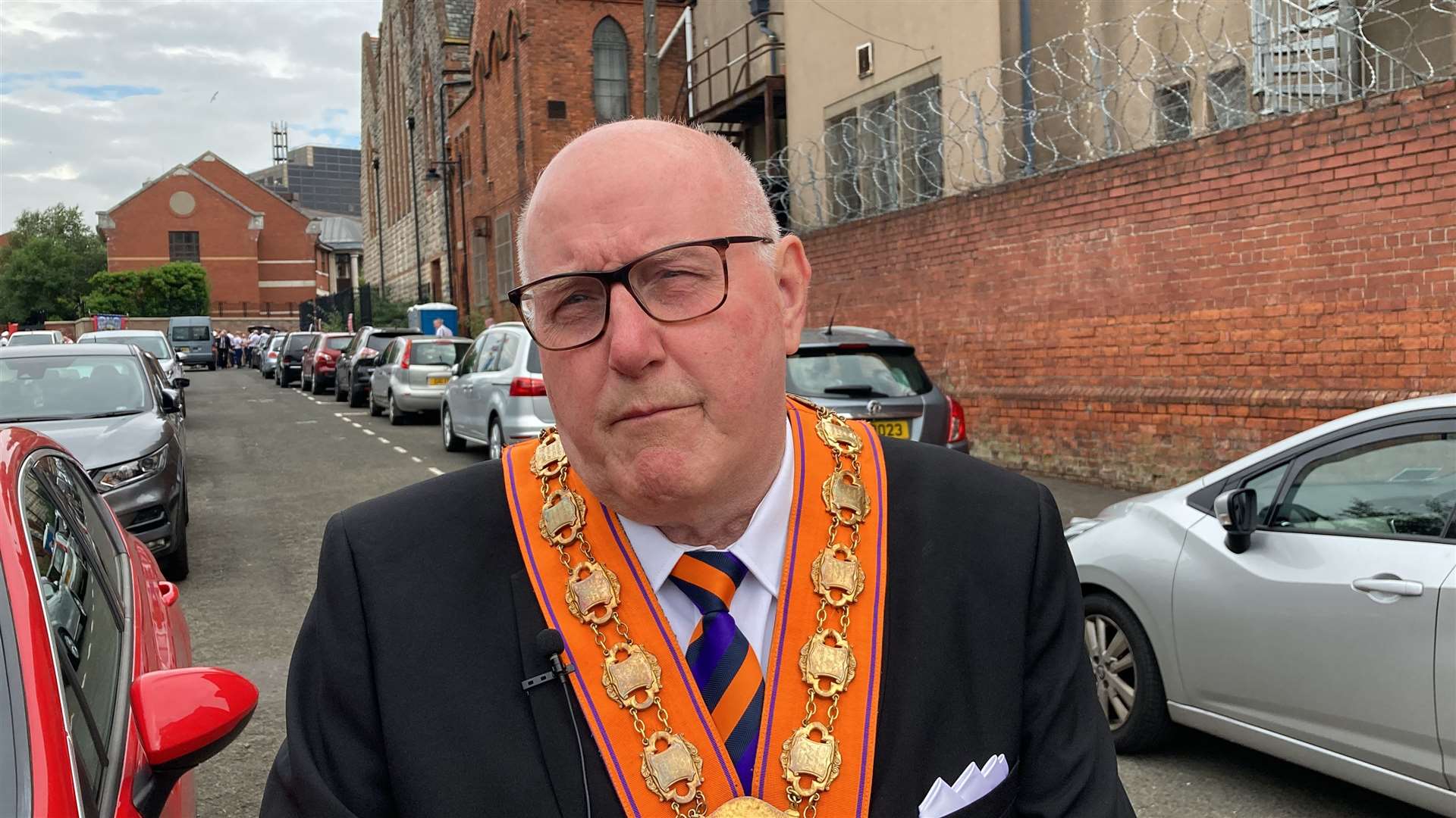 The Orange Order’s County Grand Master for Belfast, Spencer Beattie, speaks ahead of a July 12 parade in the capital (Rebecca Black/PA)