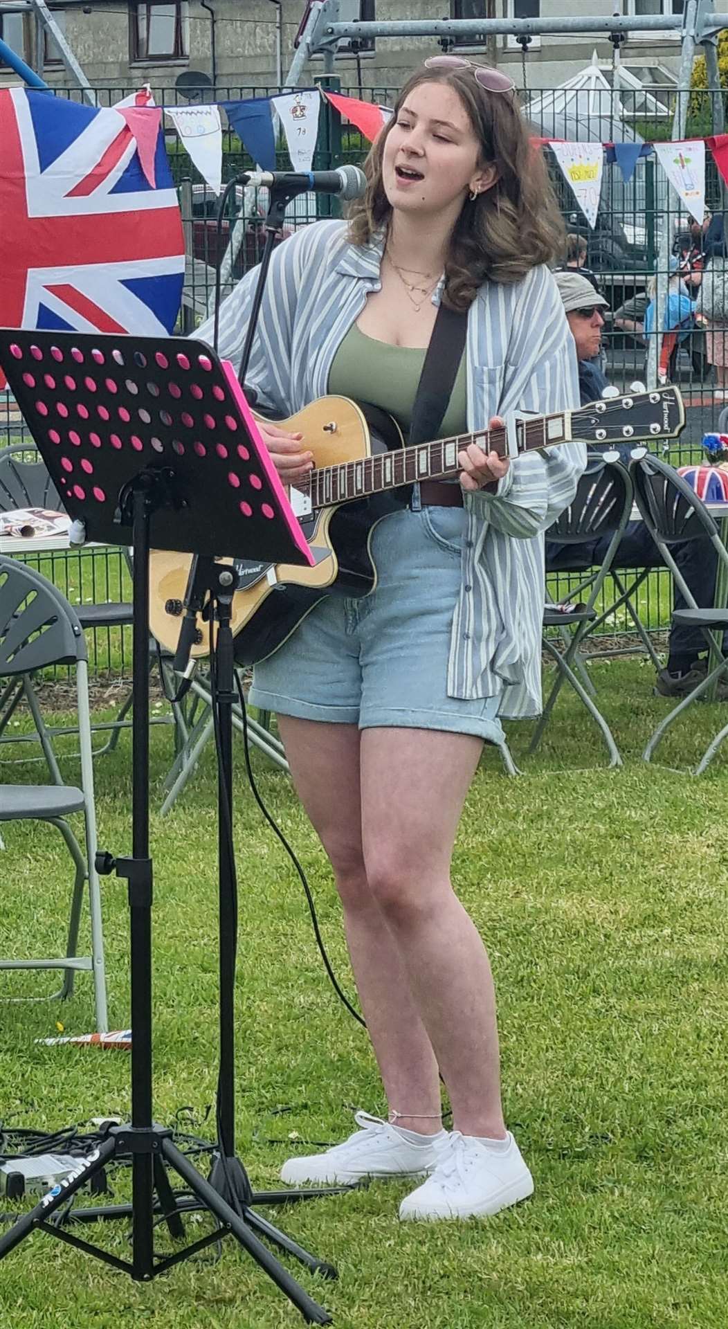 Fern Strachan playing at the Castletown jubilee party on Saturday.