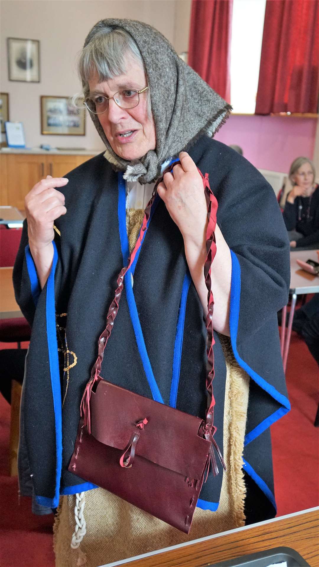 Jane Coll is secretary of the Northern Pilgrims' Way Group and had dressed appropriately for the occasion in medieval pilgrim's attire. Jane had stitched together shoes and a bag out of leather. Picture: DGS