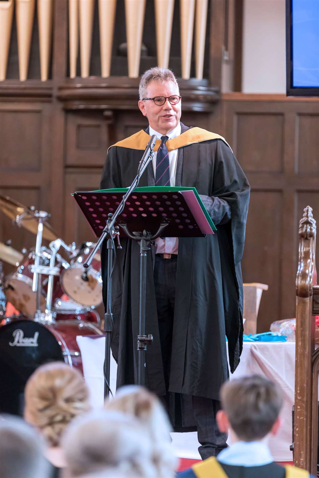 Recently retired principal Donald MacBeath addressing last year’s graduands. Picture: Duncan McLachlan / Studiograff