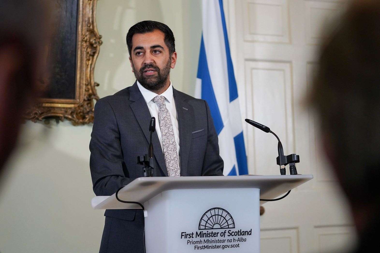 First Minister Humza Yousaf announcing his resignation on Monday. Picture: Scottish Government