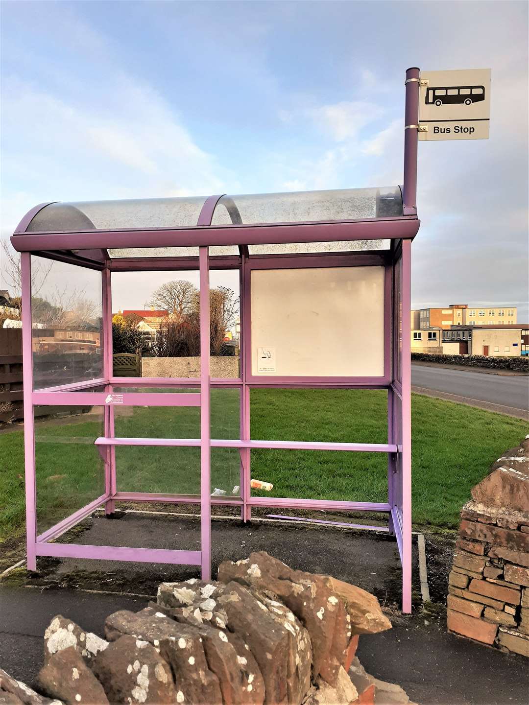 Another bus shelter at North Highland College highlighted by the community activist.