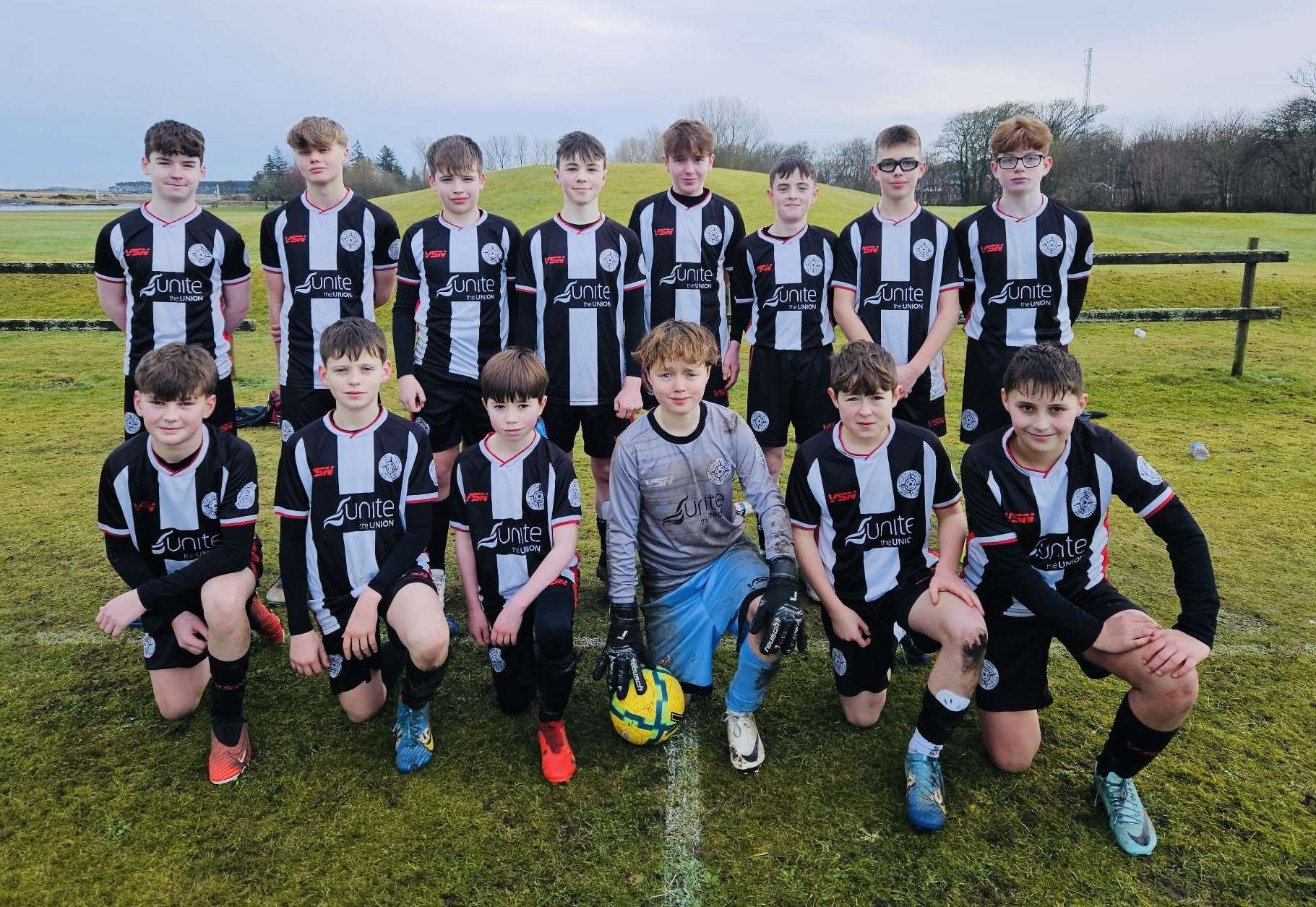 The Caithness United U14 squad who won 3-2 against Tain Juniors.