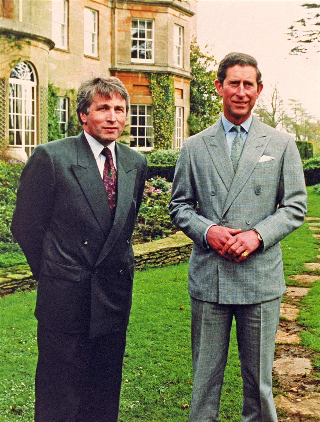 Charles and Jonathan Dimbleby at Highgrove during the filming of a 1994 television documentary (PA)