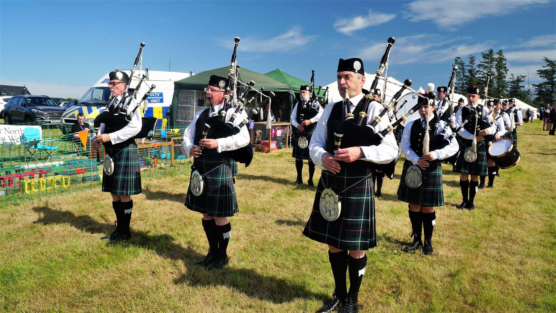Wick's pipe band played on the field. Picture: DGS
