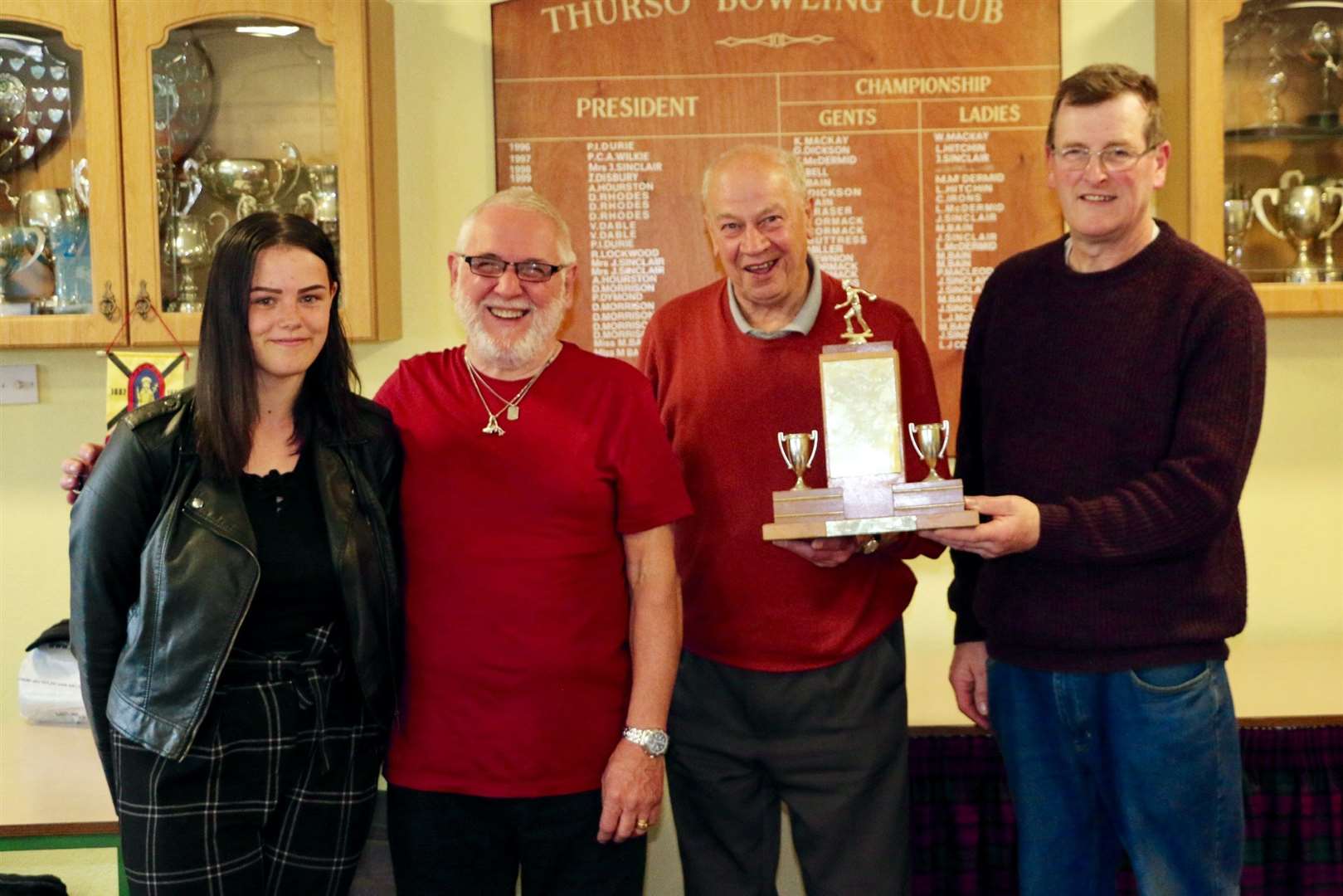 From left: Runners-up Chelsea Bain and Danny Taylor with winners Derek Rhodes and Charlie Smith after the McIntyre round-robin pairs.