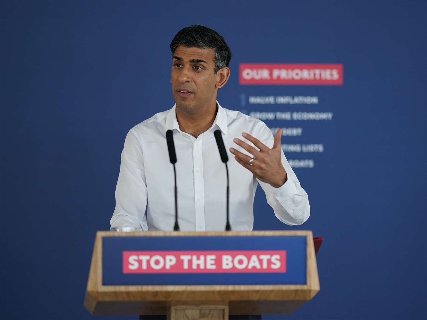Rishi Sunak has made stopping Channel boat crossings one of his top five priorities ahead of next year’s likely general election (Yui Mok/PA)