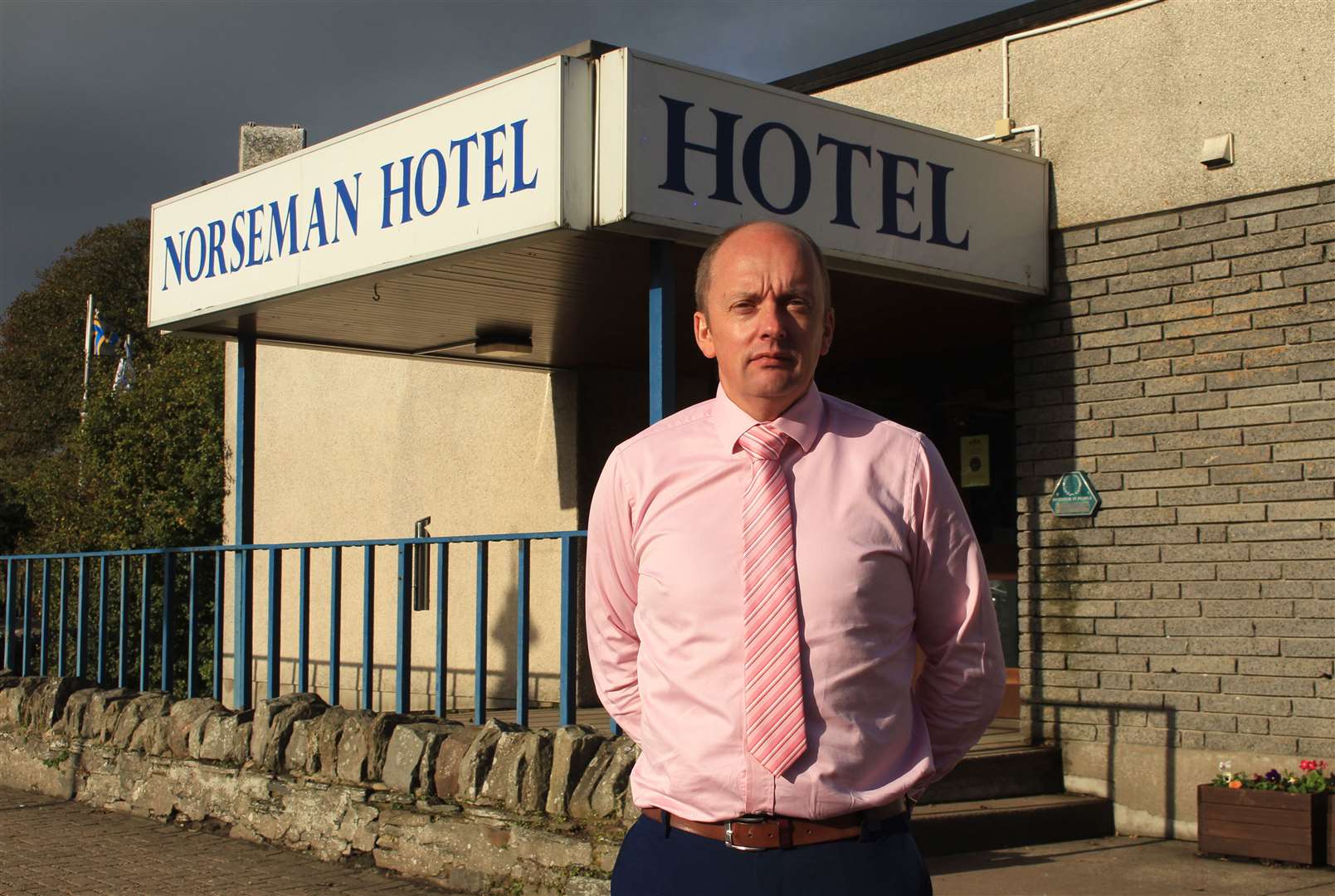 Andrew Mackay outside the Norseman Hotel in Wick, part of the Caithness Collection. Picture: Alan Hendry