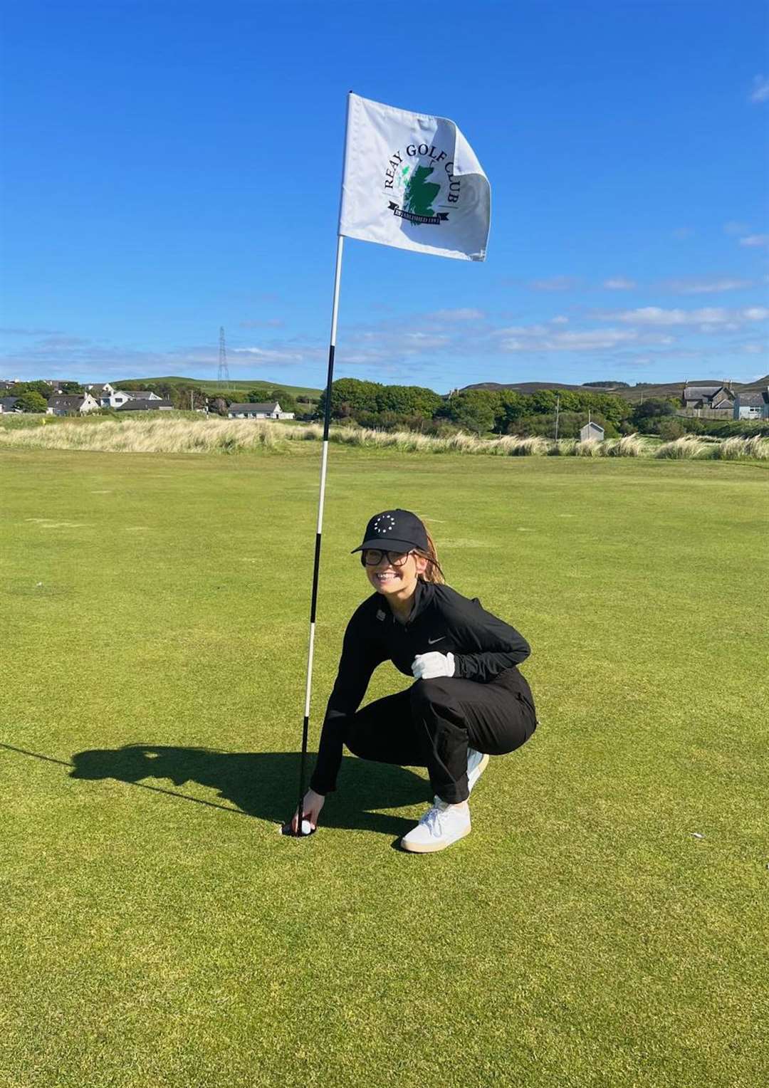 Mollie O’Brien after her hole in one at the par-three seventh hole during the June Medal.