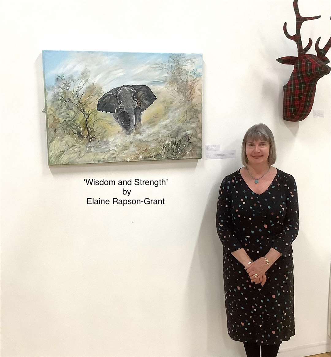 Elaine Rapson-Grant with her painting 'Wisdom and Strength'.