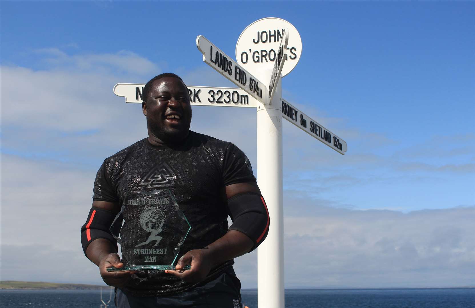 Zake Muluzi, the self-styled 'Malawian Monster', who is based in Nairn, powered his way to victory in the John O'Groats Strongest Man competition. Picture: Alan Hendry