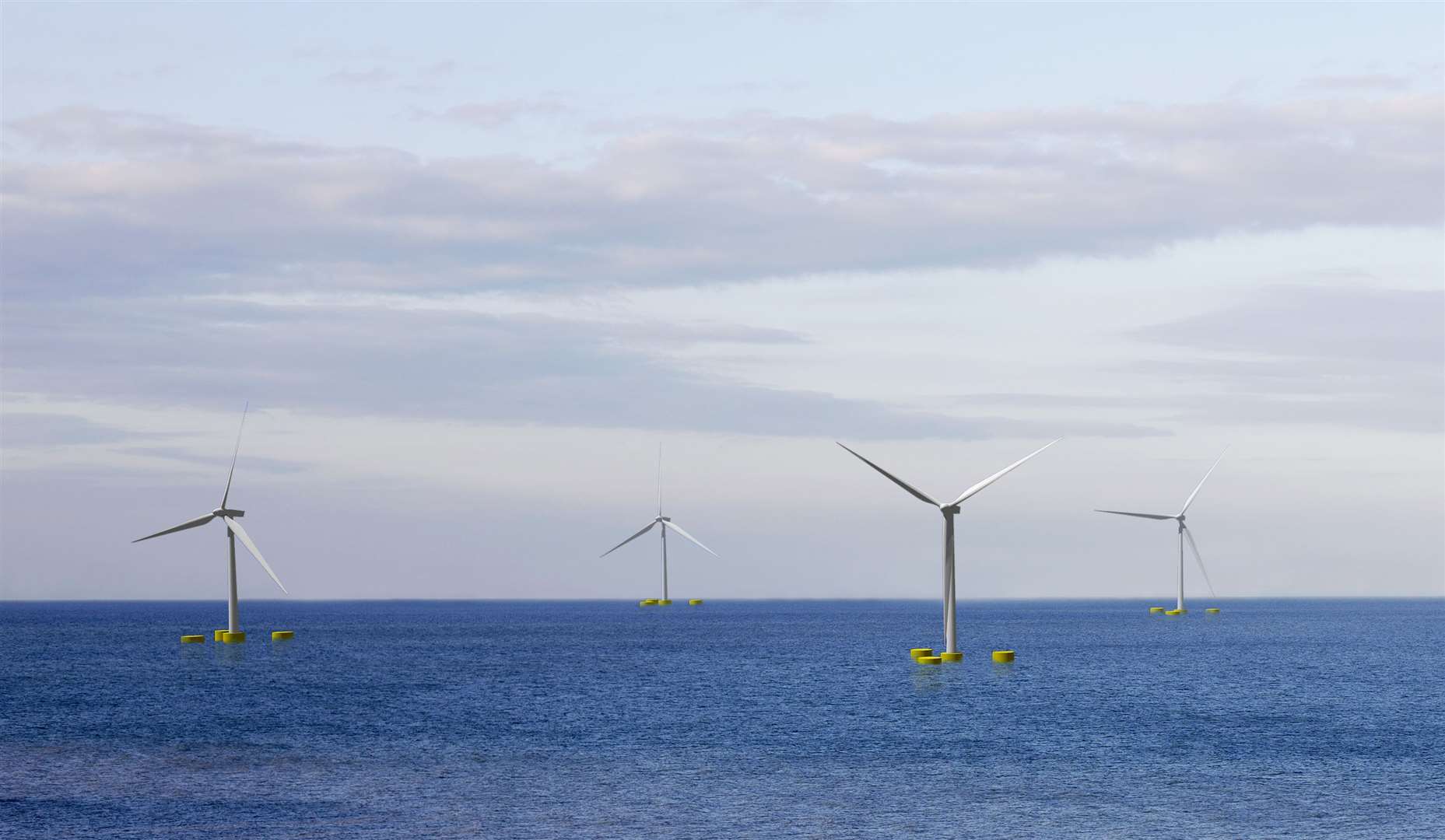 An illustration of some of the turbines that will make up the Pentland Floating Offshore Wind Farm.