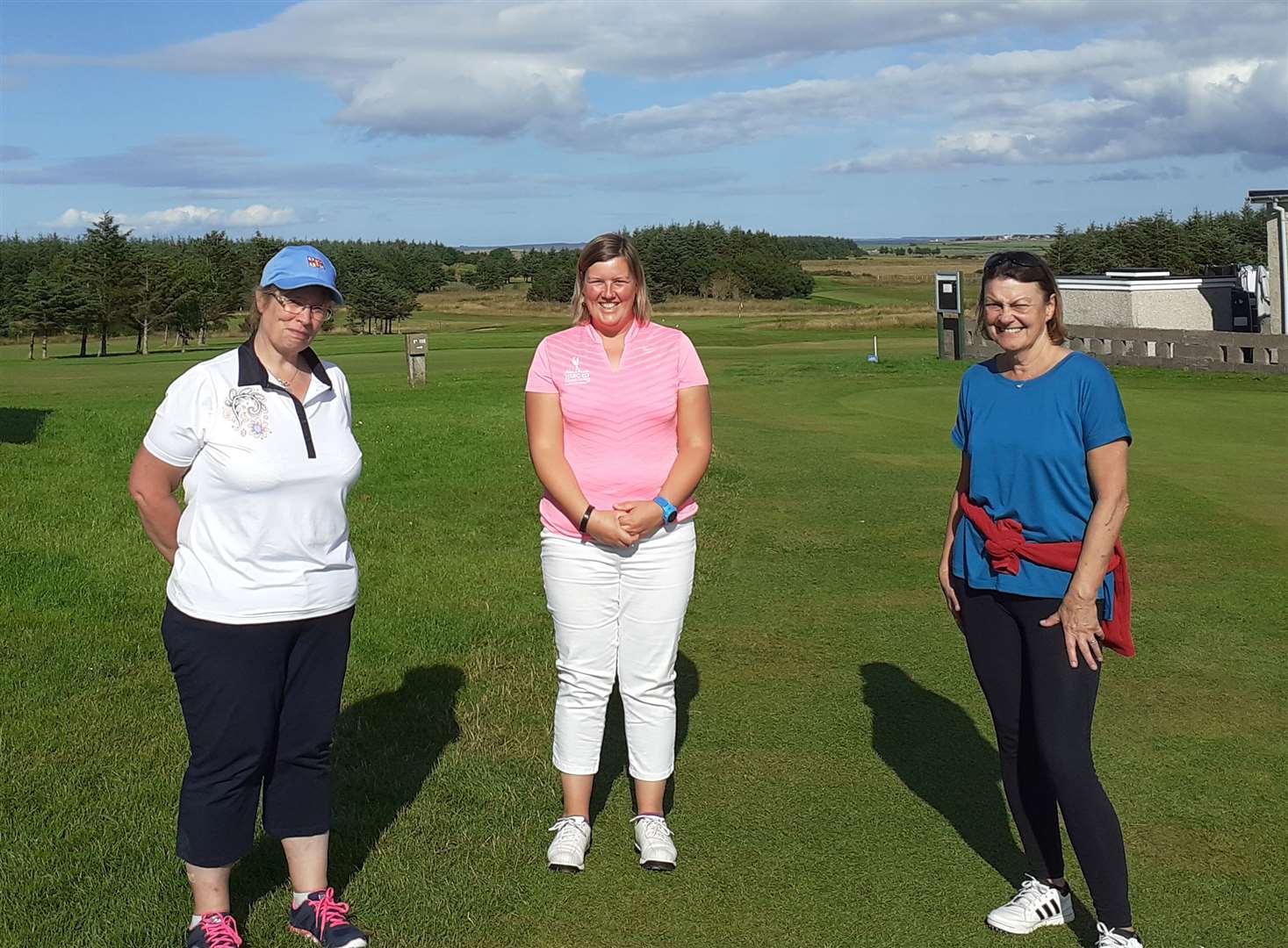 From left: Three-Team Yellow Ball winners Jean Sutherland, Laura Durrand and Fiona Calder.