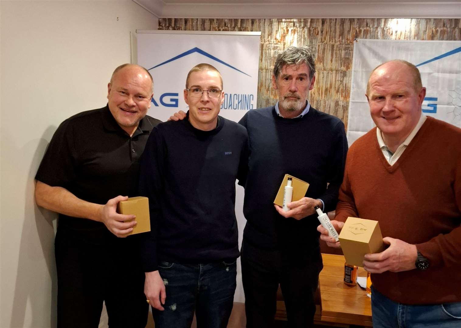 Former Aberdeen forwards Mixu Paatelainen, Mike Newell and Duncan Shearer with Alyn Gunn of AG Coaching.