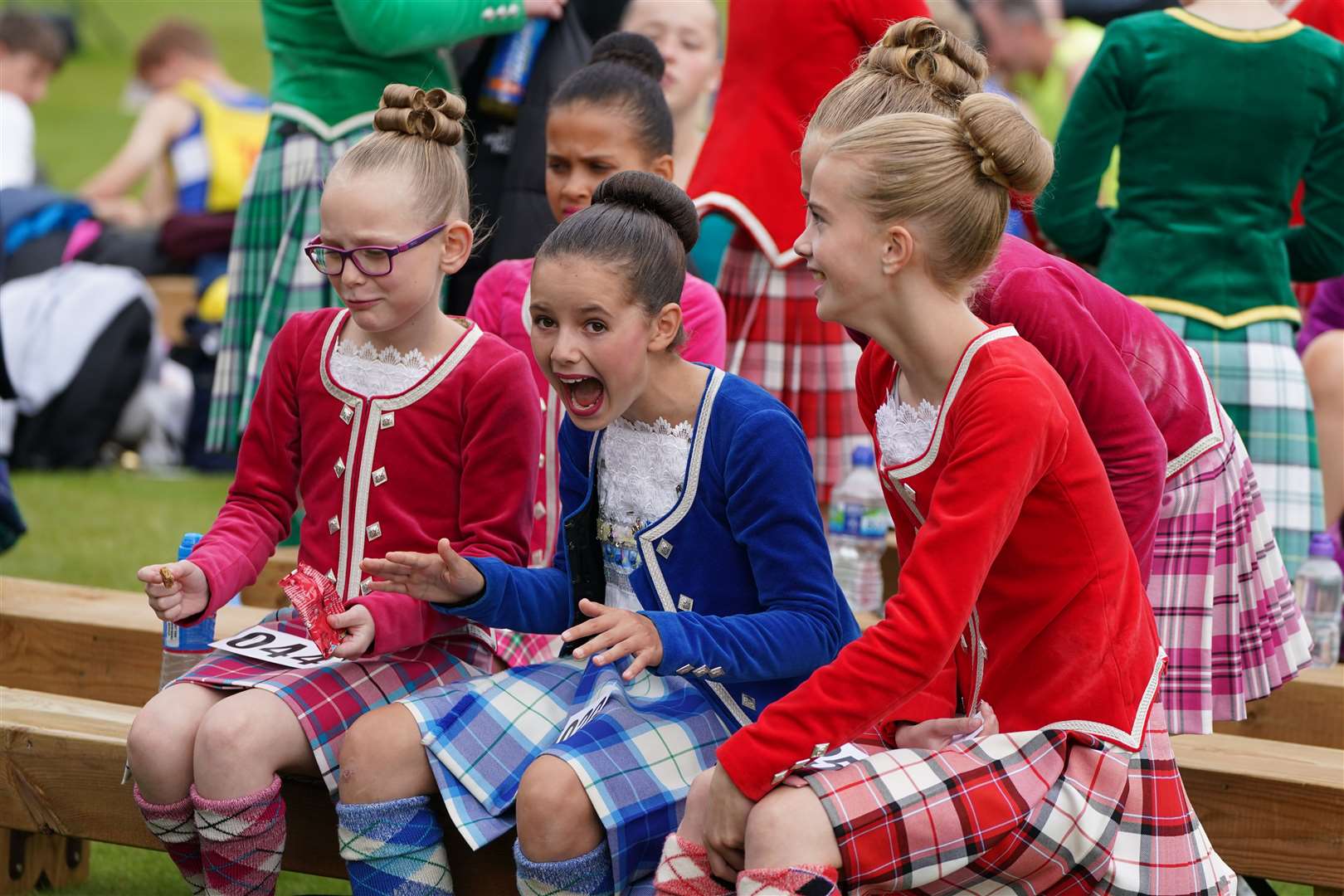 Young dancers seem delighted by the action at the Aberdeenshire sports day (Andrew Milligan/PA)