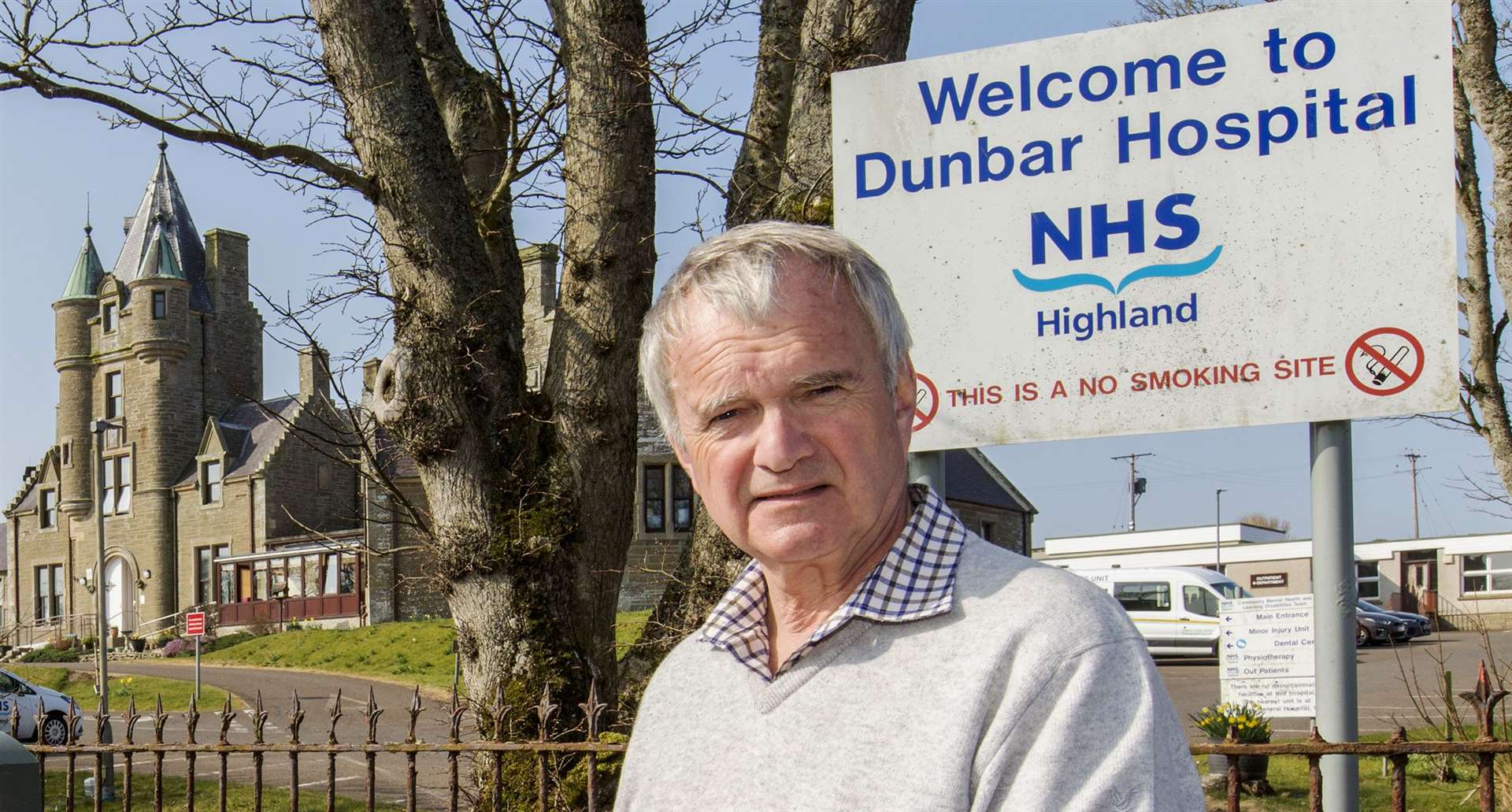 Ron Gunn, chairman of Caithness Health Action Team and a newly elected Highland councillor, outside Dunbar Hospital. Picture: Robert MacDonald / Northern Studios