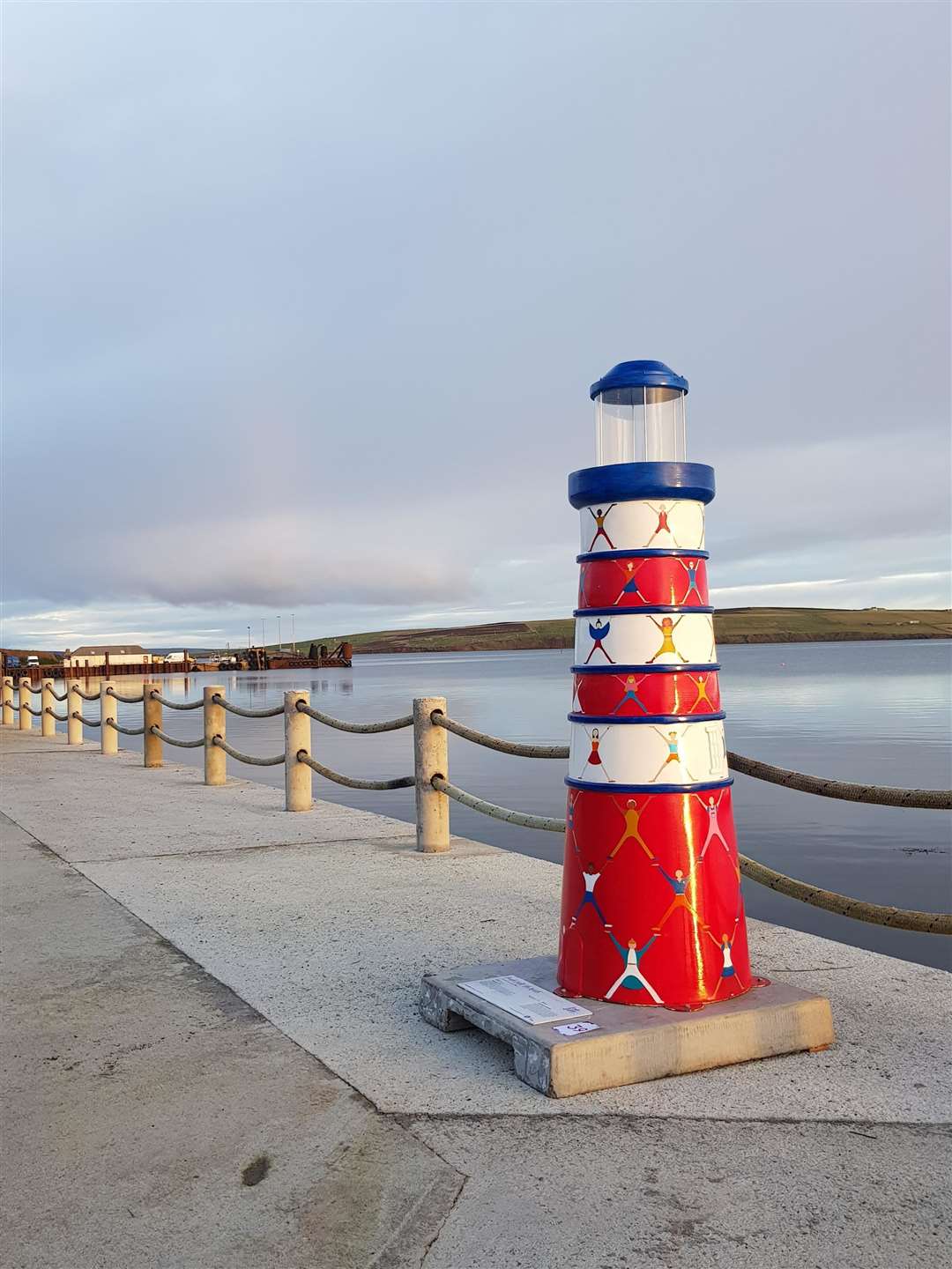 The lighthouse sculpture has been installed at St Margaret's Hope, the Orkney base of Pentland Ferries.