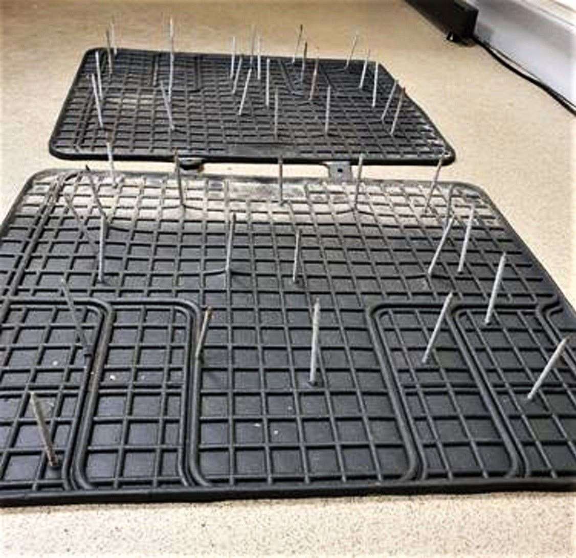 Two car mats with nails embedded were found on the A99 near Thrumster. Picture: Police Scotland
