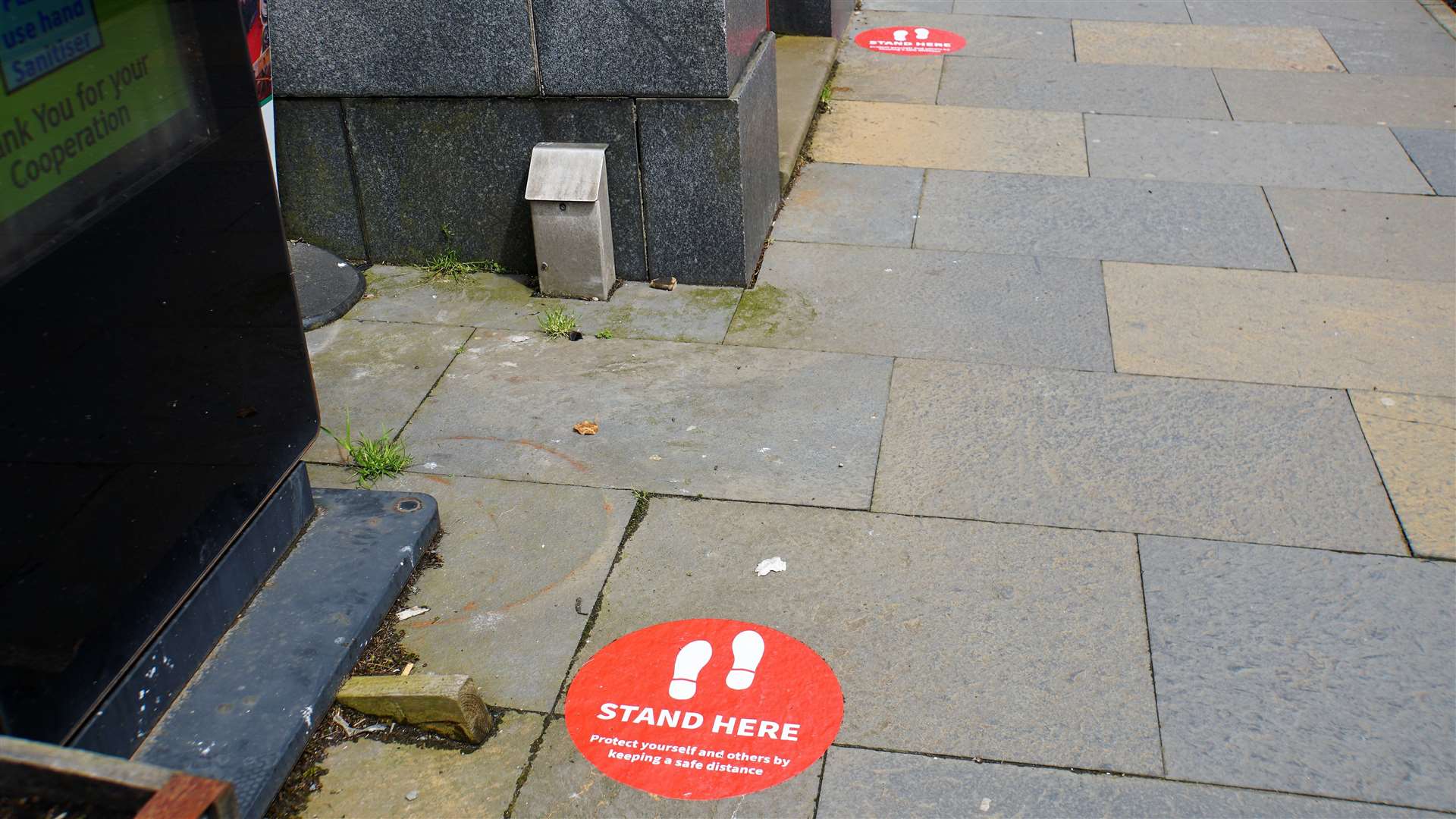 Social distancing measures are set in stone on Wick's pavements.