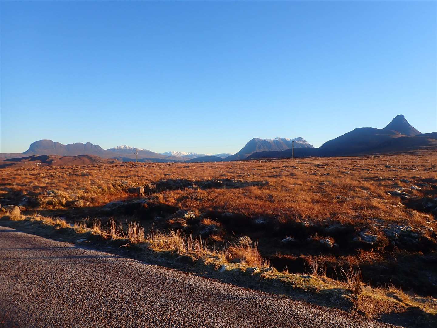 The Assynt peaks from the Lochinver road.