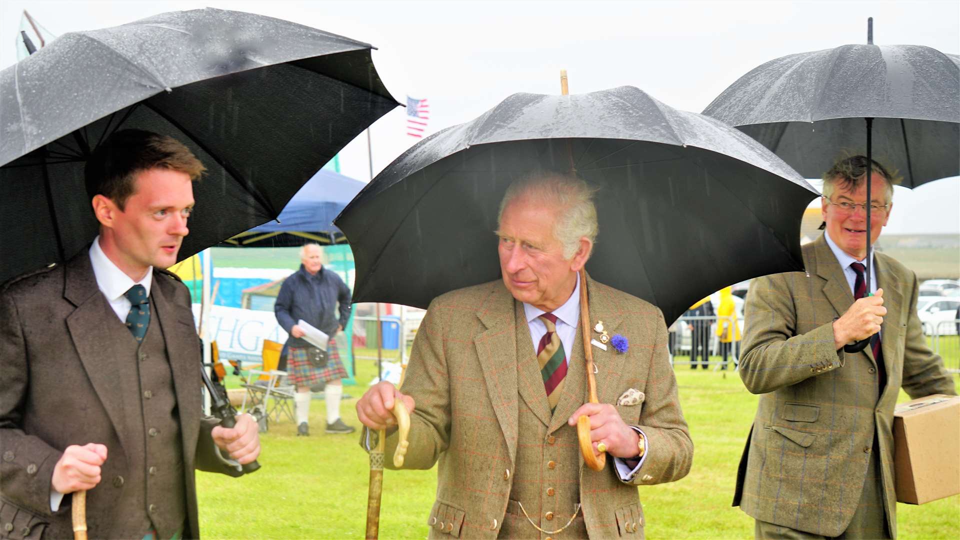 Ashe Windham, at right, along with Prince Charles and Mey Games chair Andrew Sinclair. Picture: DGS
