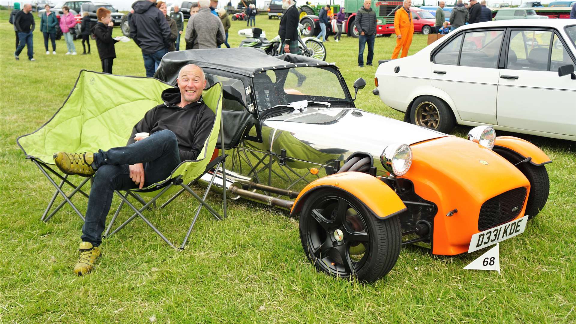 Tony Cundall from Scrabster relaxes beside his 1987 Donar GBS. Picture: DGS