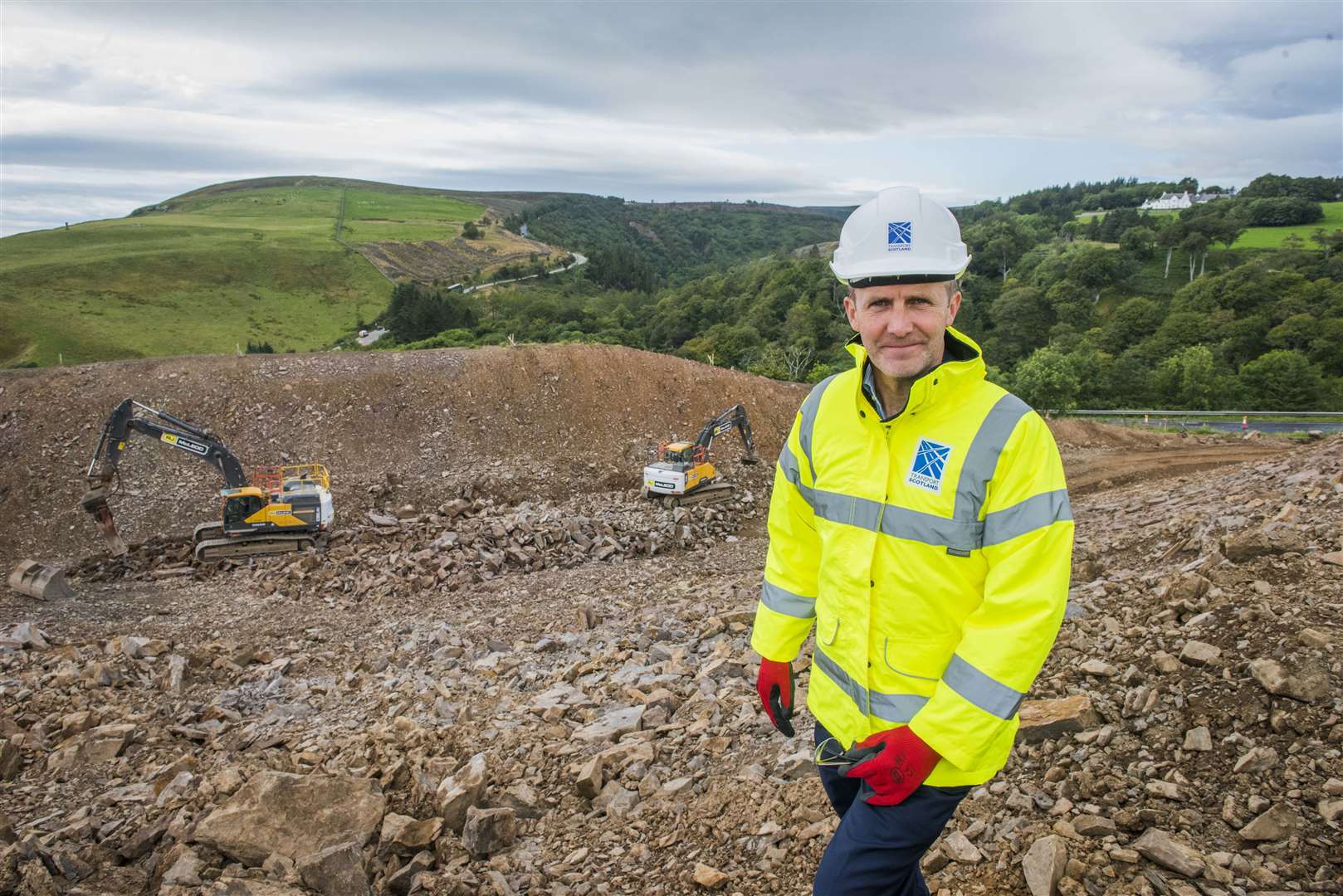 Michael Matheson sees work progressing on the Berriedale Braes project.