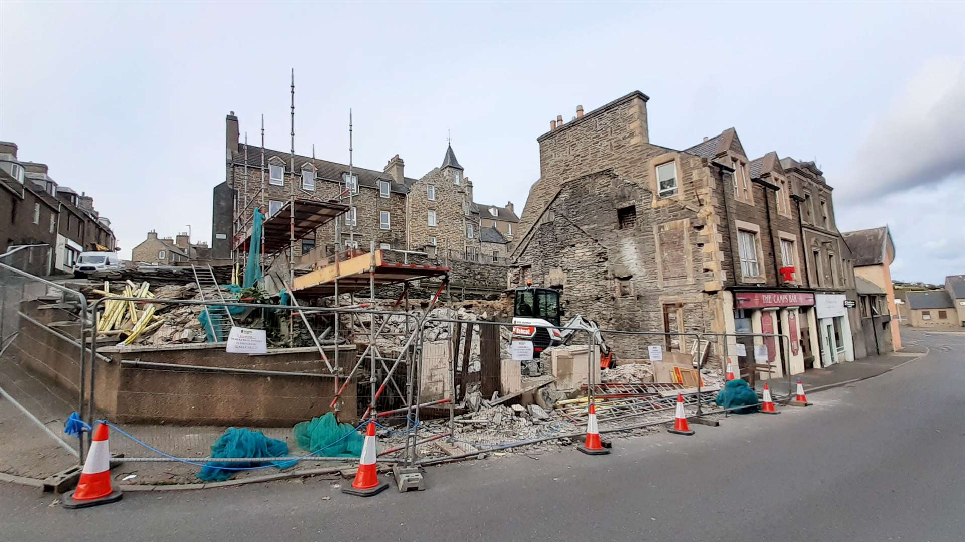 After demolition, the gable end is left exposed and is deemed to need further work done to make it secure. Picture: Alan Hendry