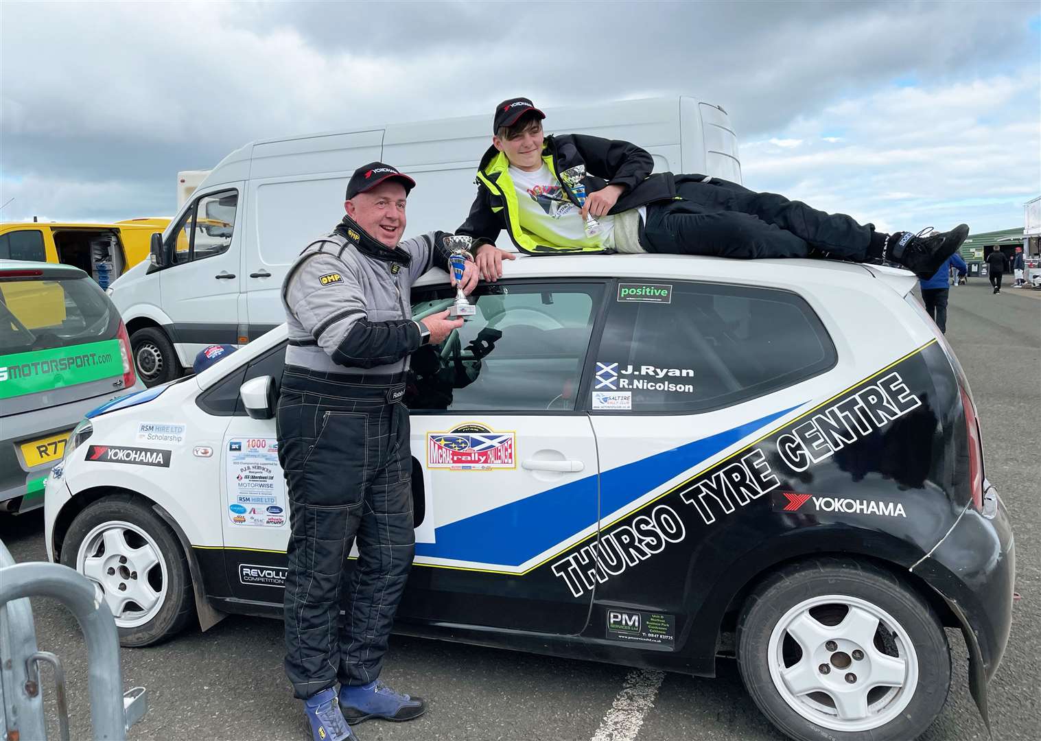 Jack Ryan and navigator Robin Nicolson after the McRae Rally Challenge event.