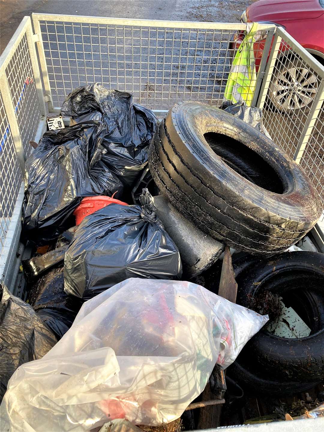 The volunteers picked up this rubbish from the shore at Market Street on Sunday.