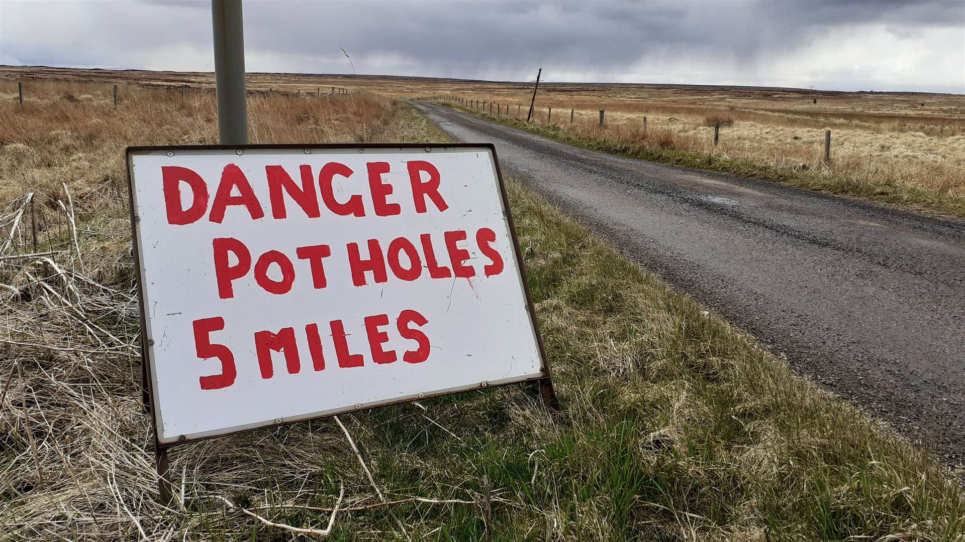 A sign of the times: potholes on Caithness roads have become an all-too-familiar sight.