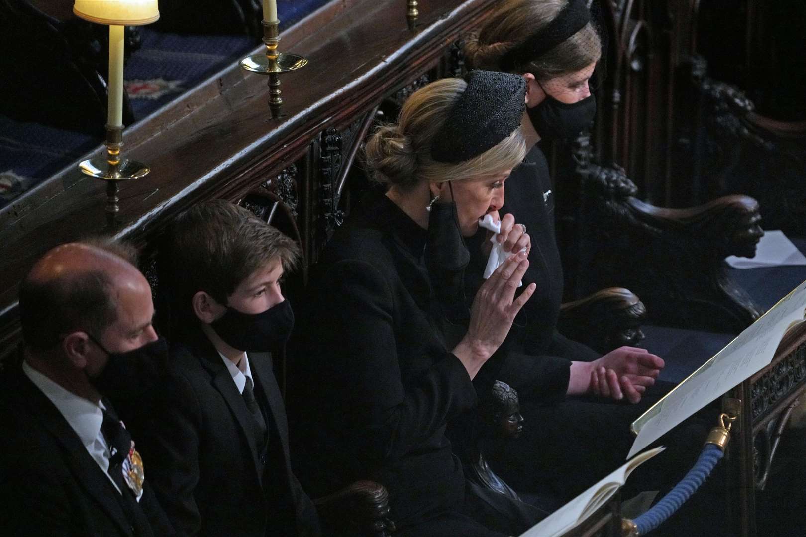 The Earl of Wessex, Viscount Severn, the Countess of Wessex and Lady Louise Windsor during the funeral (Yui Mok/PA)