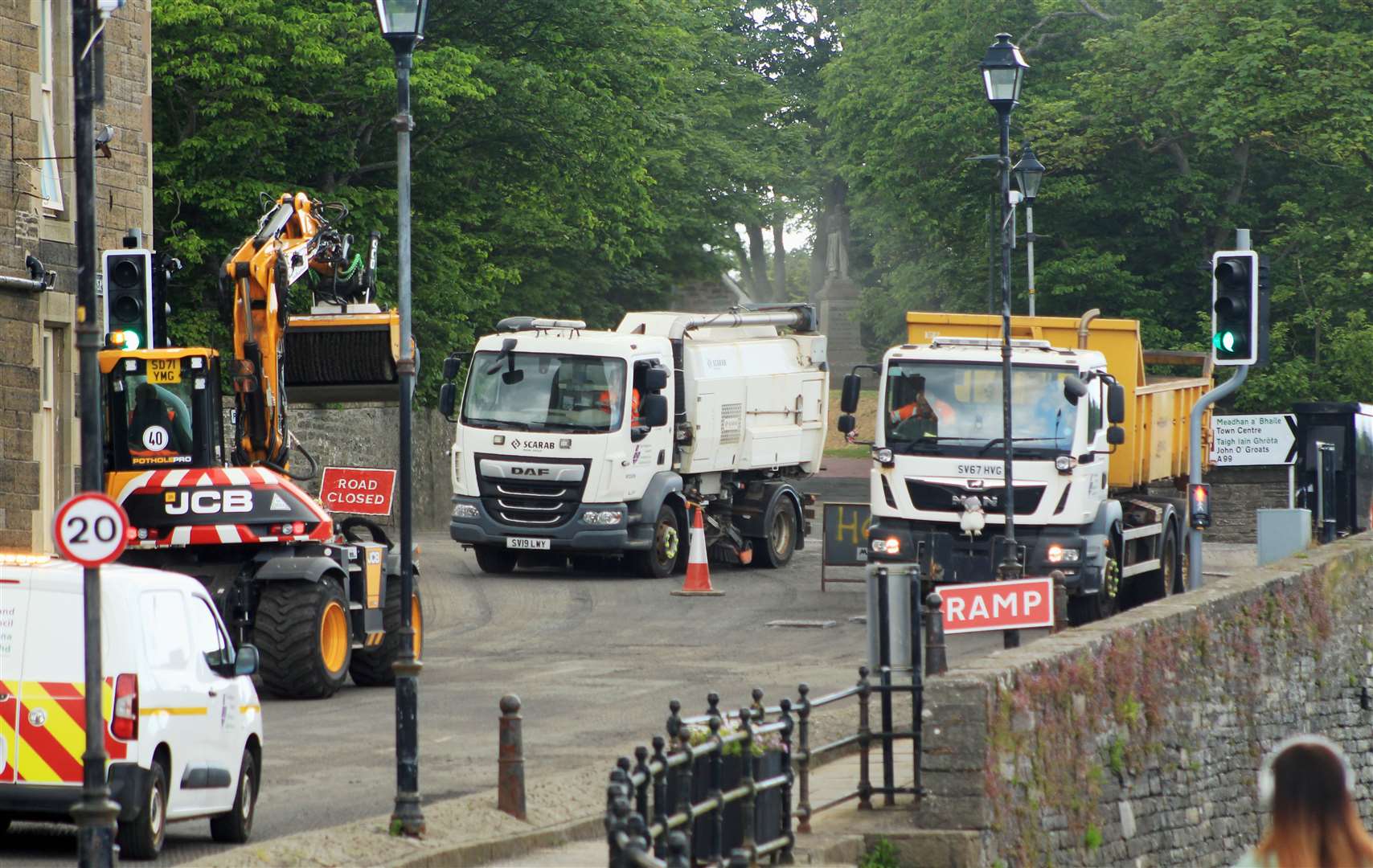 A Highland Council roads team carrying out resurfacing work in Wick in June last year. Picture: Alan Hendry