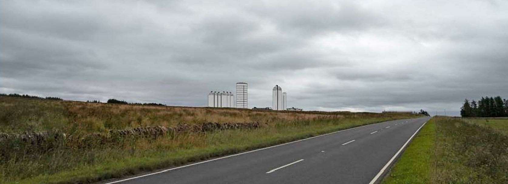 The scale of the development is shown in this visualisation, looking south from the A9 with the existing quarry buildings on the right.