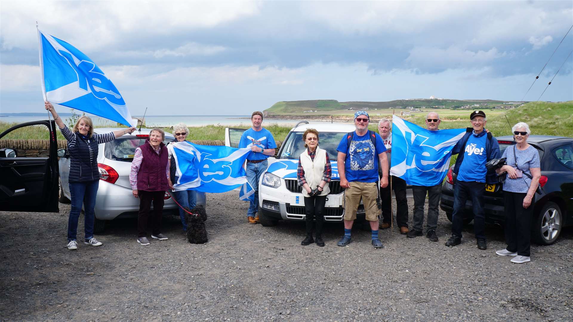 Some of the Yes Caithness team pictured after the event at the Dunnet beach car park on Saturday afternoon. Picture: DGS