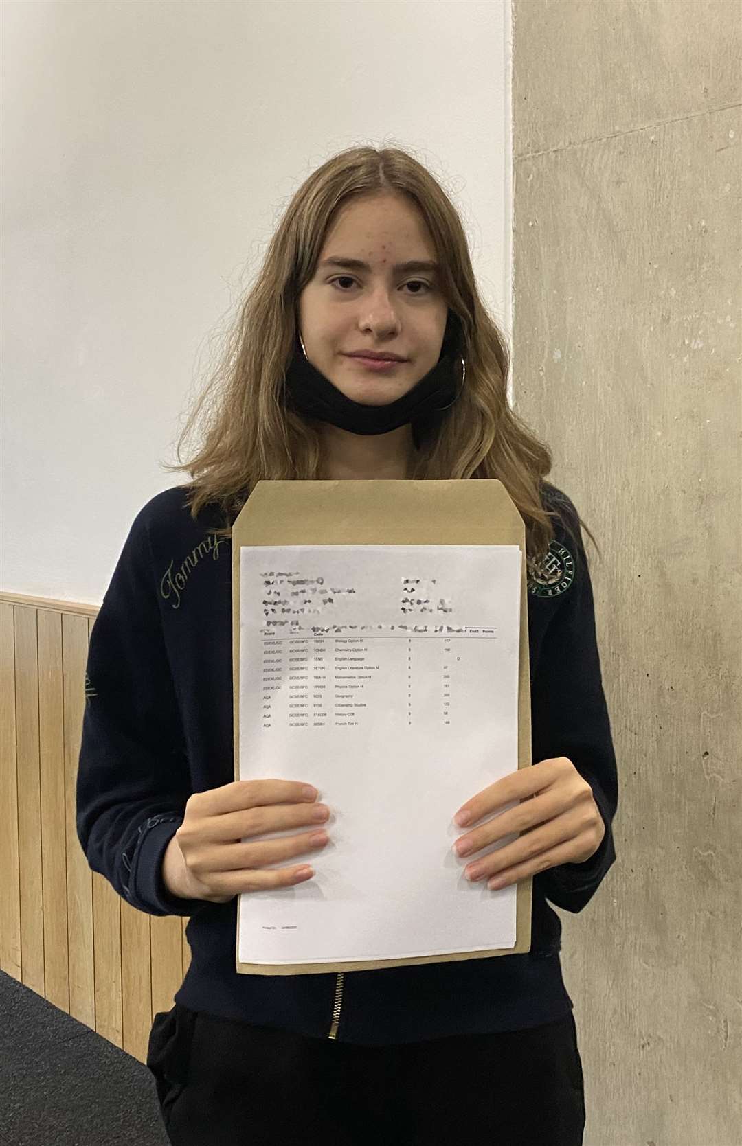 Andrea Milenova Aleksieva receiving her GCSE results (Claudia Rowan/PA)