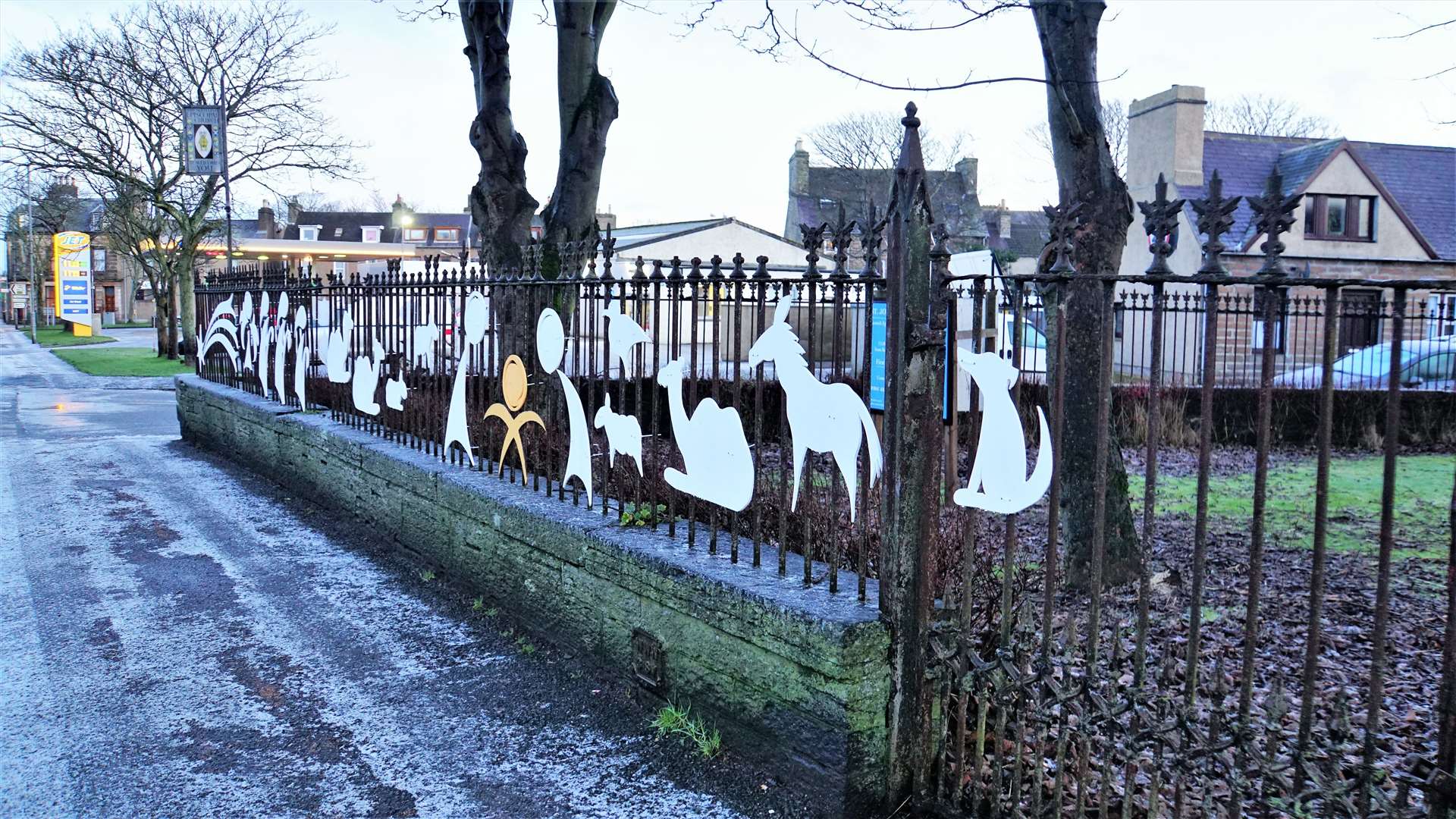 The nativity scene stretches along the railings of St John's church from Francis Street to Moray street. Pictures: DGS
