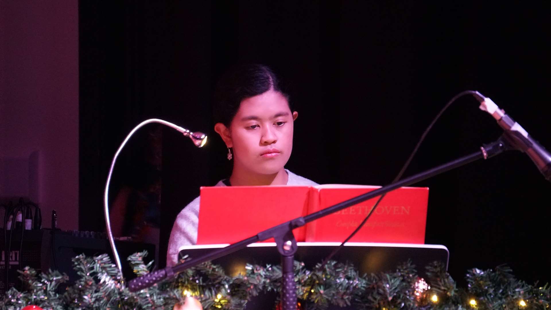 Claire McAdam, S6, is a particularly gifted musician and played a Beethoven sonata on piano. Picture: DGS