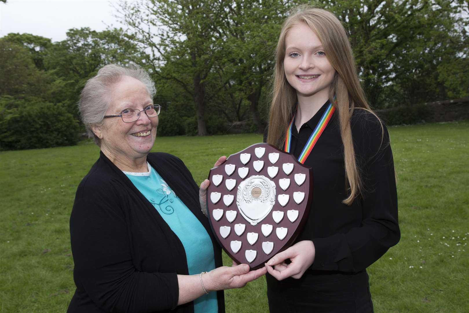 Three years ago Sheila Lewry donated a shield to the festival for woodwind solo grade 5 and 6. This year she had the pleasure of presenting it to her granddaughter, Morag Mackay, Thurso High School, who was winning it for the first time.