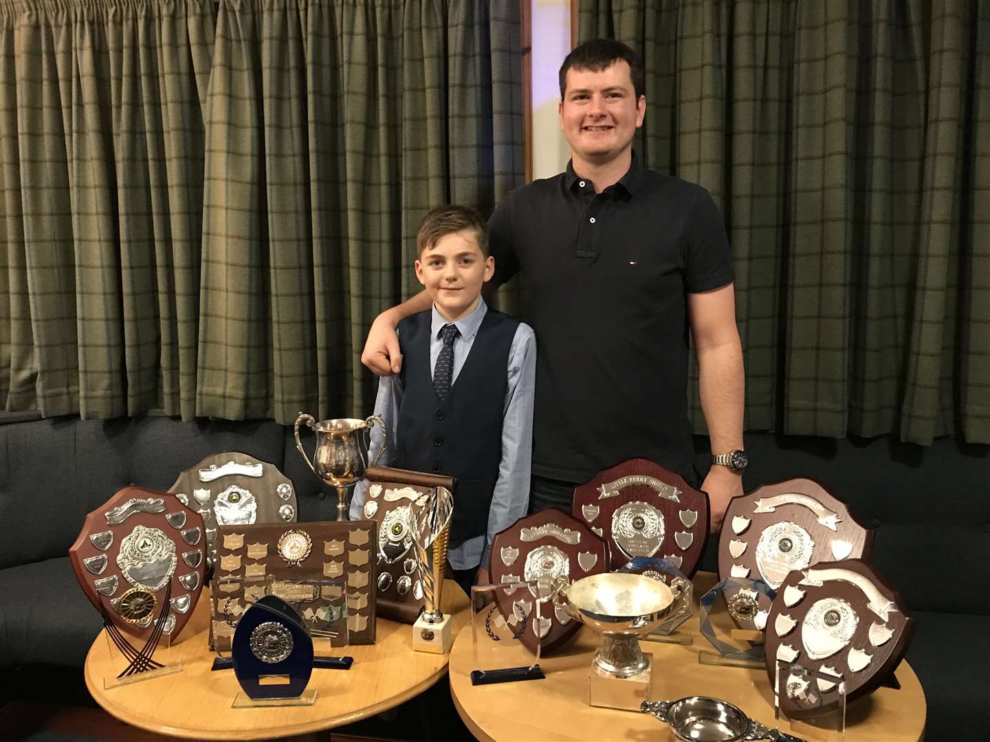 Jack Ryan (left) and Jamie Mackay with their trophies.