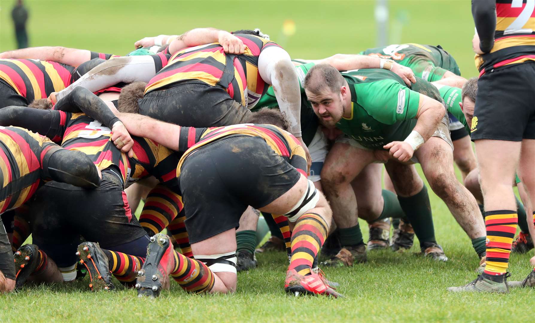 Mark Nicolson gets ready to lock horns in the scrum. Picture: James Gunn